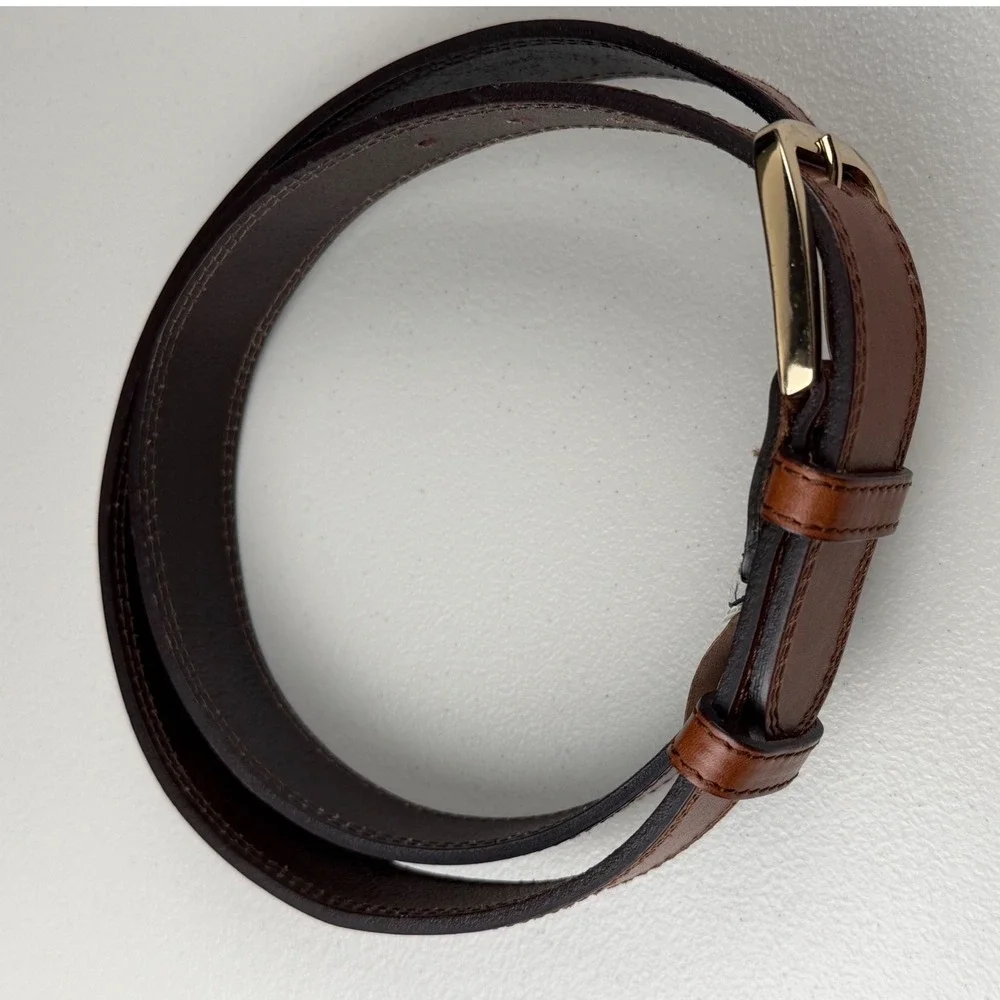 Banana Republic Mens Brown Leather Belt Gold Buckle Made in Italy Size 40 546800